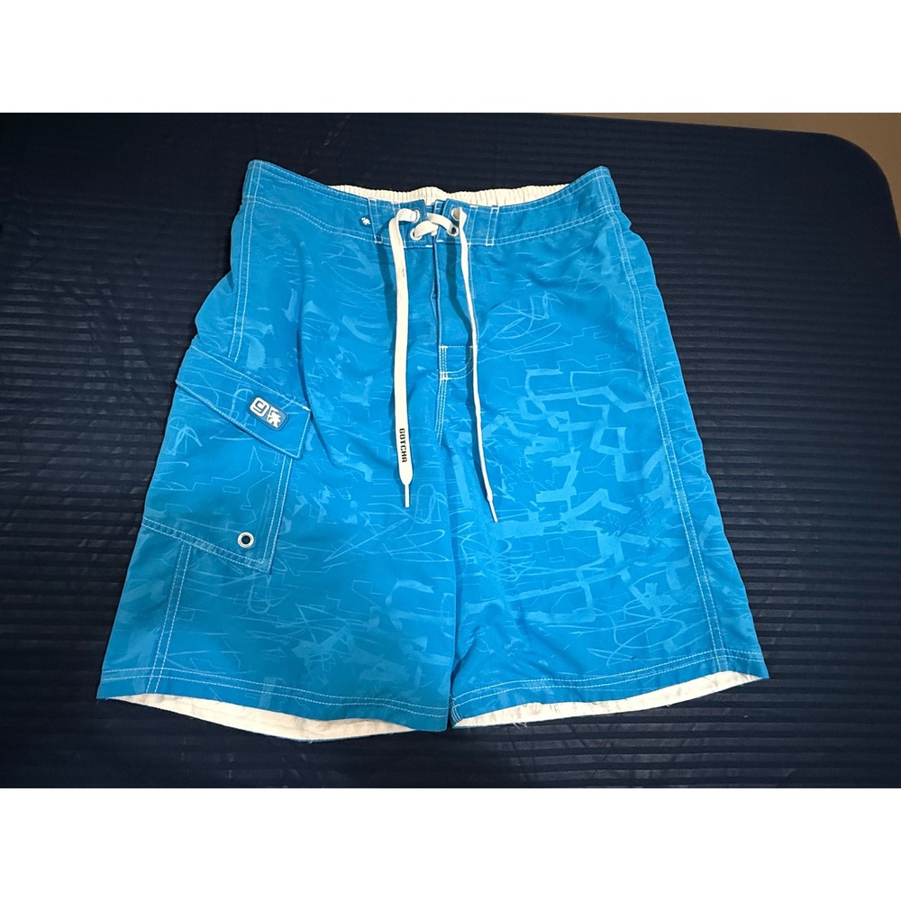Gotcha Mens Blue Abstract Print Board Shorts Swim Trunks Size Small
